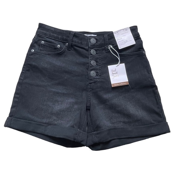 LC Lauren Conrad Women’s High Rise Cuffed Denim Shorts Size 2 Button Fly Stretch - Picture 2 of 9